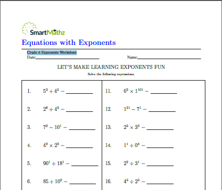 Equations with Exponents - SmartMathz